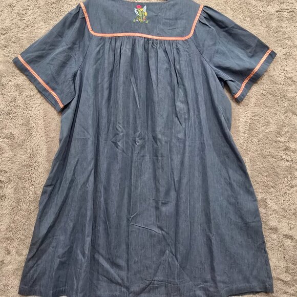 Go Softly Patio Woman Denim House Dress Coat Lounge NEW NWT Size 3X Bird Houses - Picture 8 of 13